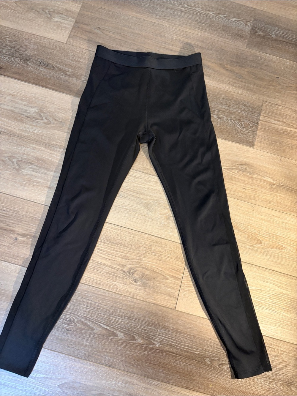 Black Full-Length Athletic Leggings mesh large